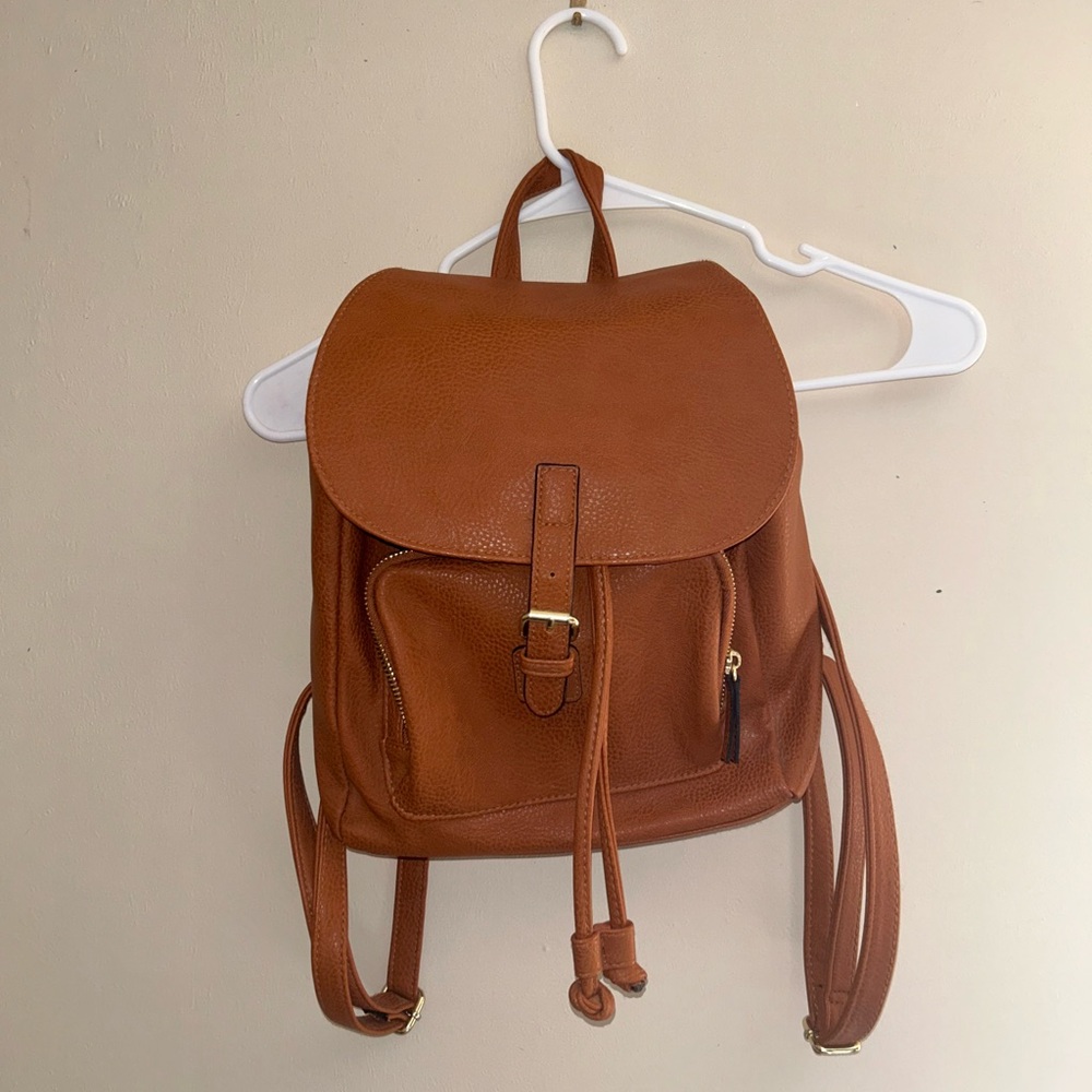 Tan Vegan Leather Backpack